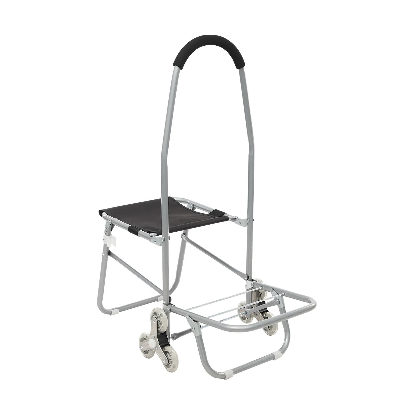Серебряная тележка на колесиках 16,93*36,61 дюйма, портативный складной стул на колесиках для продуктов, торгового центра, покупок, отдыха, путешествий