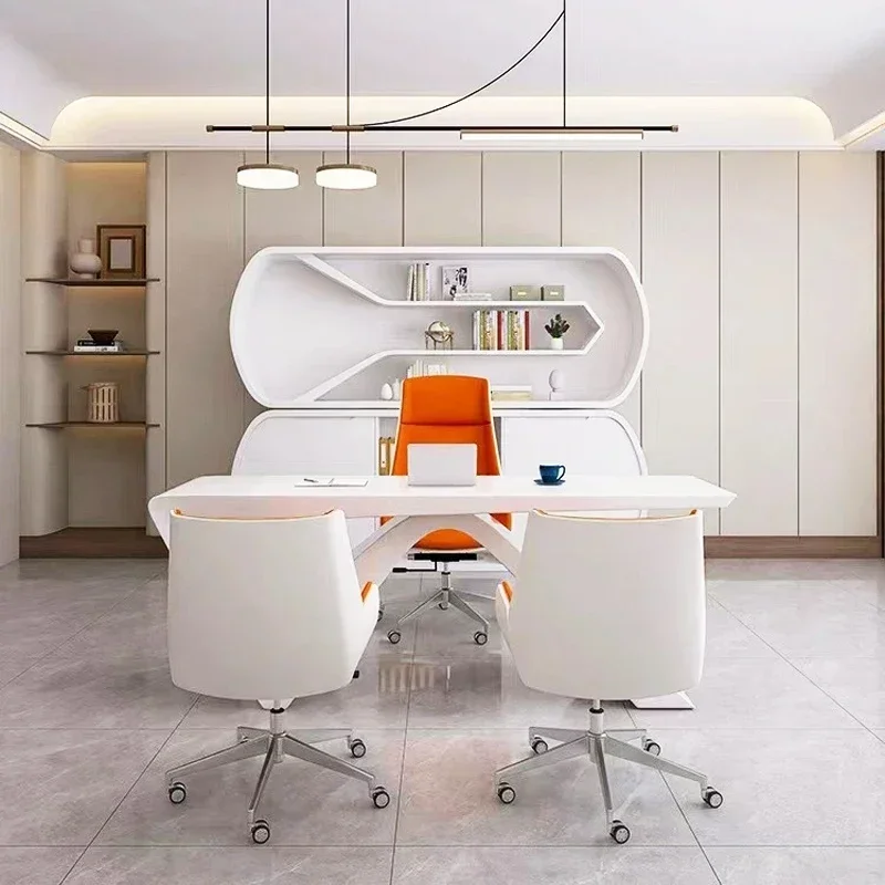 2026 2024 Wholesale Custom B02 Modern ceo Italian white Luxury Office Desk Simple Design for Family Compute Use