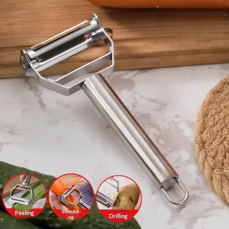【New】Ergonomic 2-in-1 Stainless Steel Vegetable Peeler and Julienne Slicer for Convenient and Fast Cooking