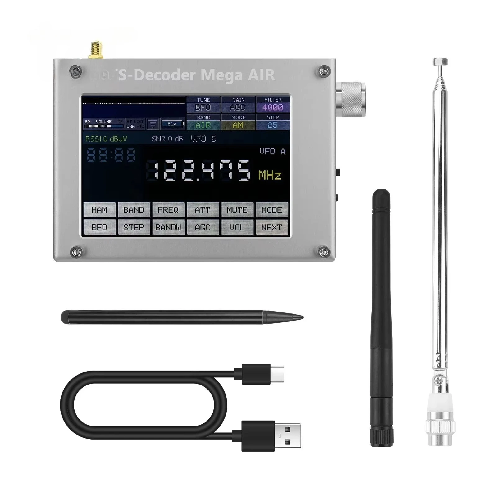 TZT ATS-Decoder Air V4.2x 4inch Si4735 Full Band Radio Receiver FM RDS AM BT Radio Receiver with 4-inch Touch Screen