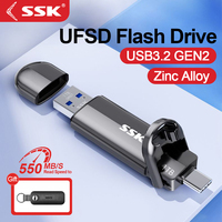 SSK Portable SSD 256G/1T/2T SSD USB Drive 550MB/S High-speed External Solid State Drive Type C USB 3.2 Dual Drive for Laptop Mac