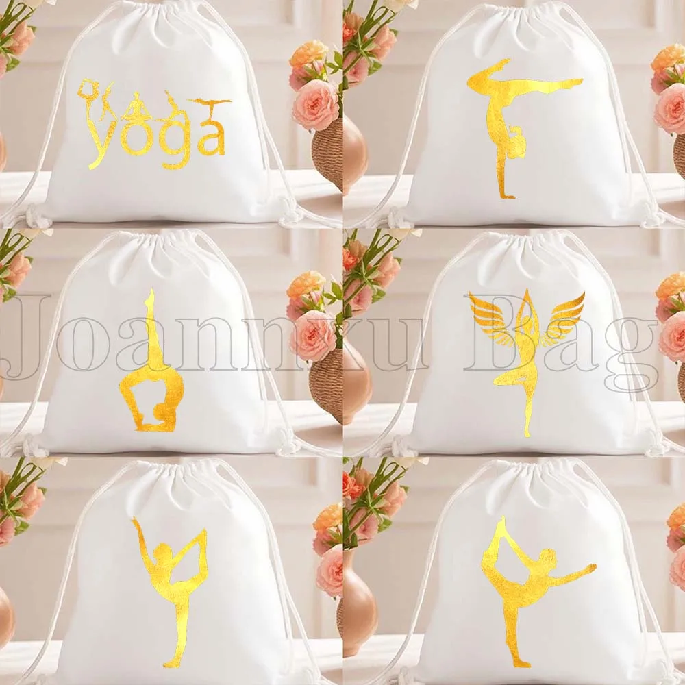 

Cute Gold Gymnastics Girl Female Gymnast Silhouette Art Gymnast Drawstring Backpack Sackpack String Bag String Bags for Sports