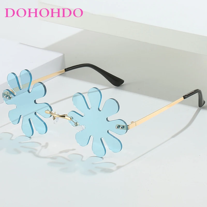 

Popular Rimless Flower Women Sunglasses Brand Designer Metal Punk Sunglass Men Outdoor Summer Traveling Shades Female Очки UV400