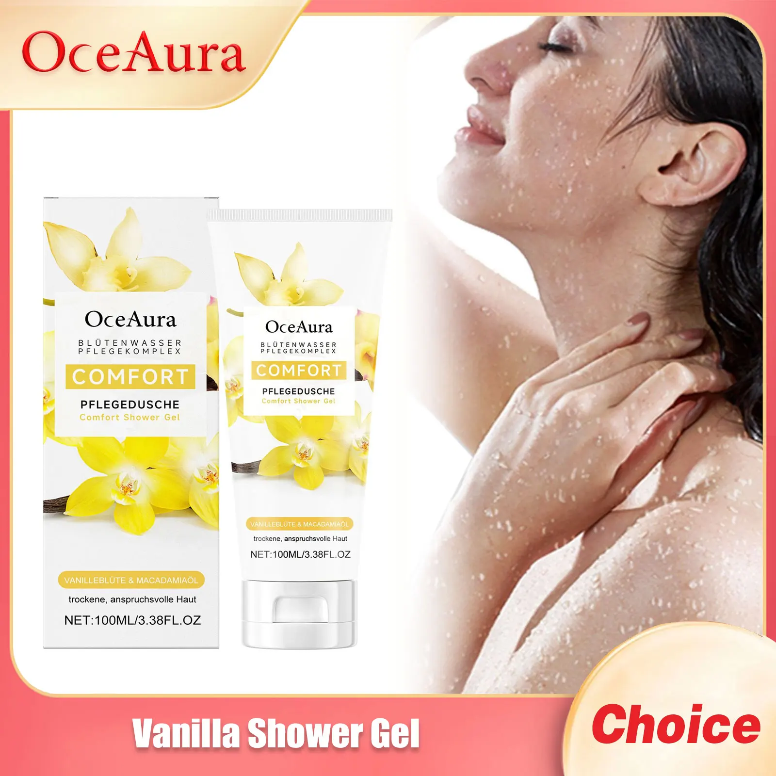 

OCEAURA Vanilla Body Nourishing Shower Gel Lasting Fragrance Deep Cleaning Exfoliate Delicate Skin Body Moisturizing Shower Gel