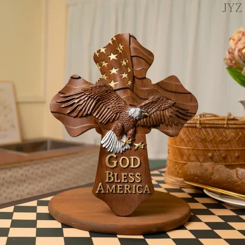 

Vintage Eagle Wooden Cross Home Living Room Hanging Wall Decor Gift