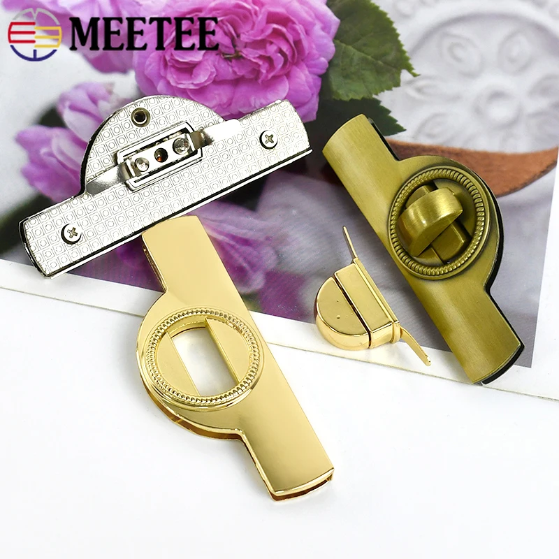 Meetee 1/2/3Pcs Metal Locks Bag Purse Clasp Handle Handbag Twist Turn Lock Luggage Decorative Latch Making Sewing Accessories