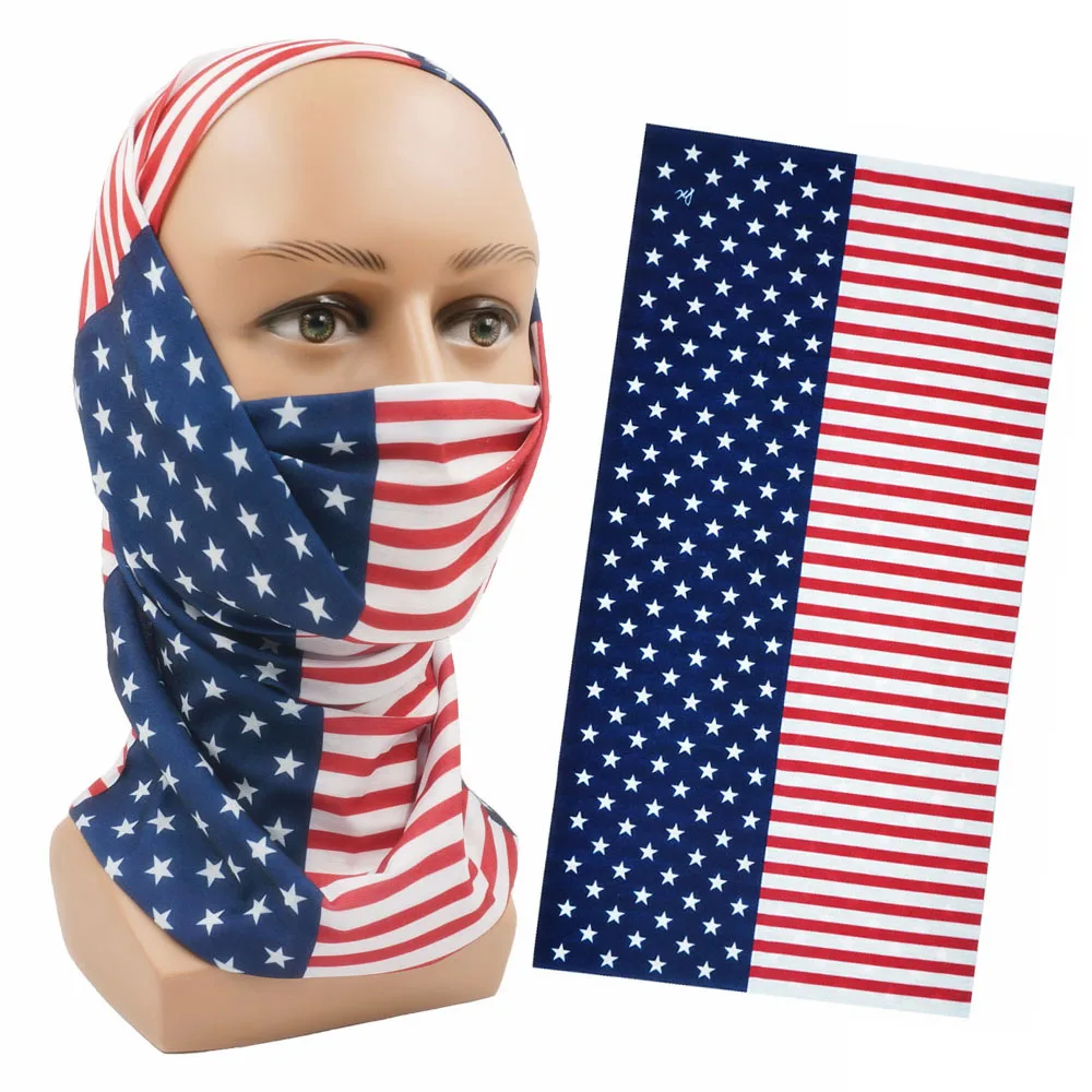 Flag of United States Bandana Neck Gaiter Unisex USA America Flag Pattern Headscarf Hiking Headband Cycling Face Cover Balaclava