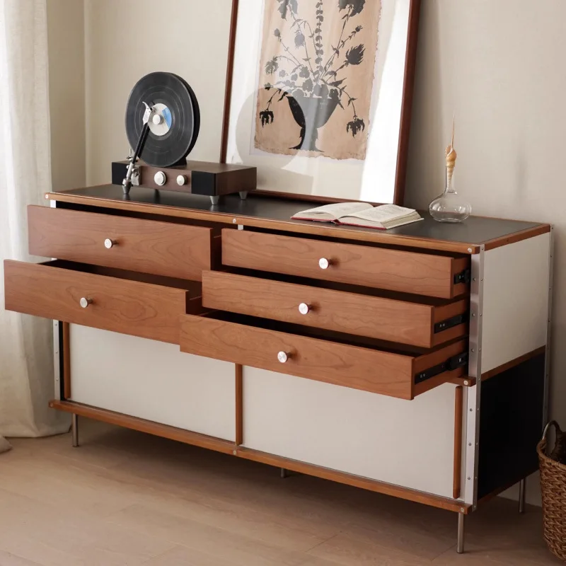 

Integrated kitchen solid wood dining side cabinet storage bedside cabinet heightened and thickened