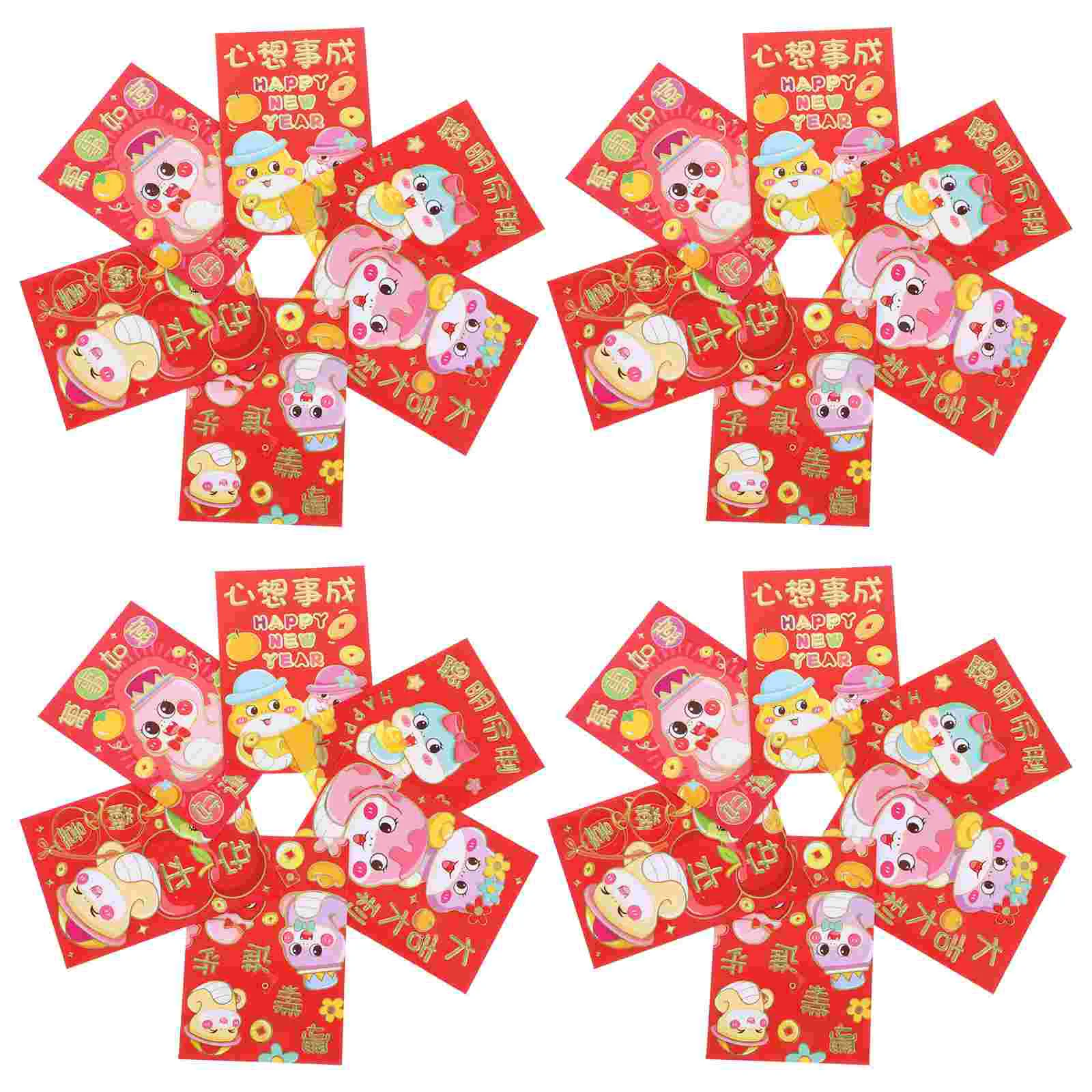 

60 Pcs Lai Shi Feng Hong Bao Chinese New Year Red Envelopes Lucky Money Traditional Cartoon 1150X800X010CM Lunar