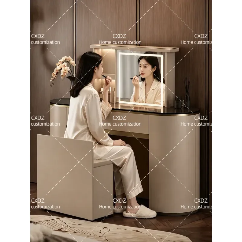 Smart Electric Lifting Dresser with Hidden Mirror High End Bedside Cabinet Bedroom Makeup Table Modern Luxury Nightstand