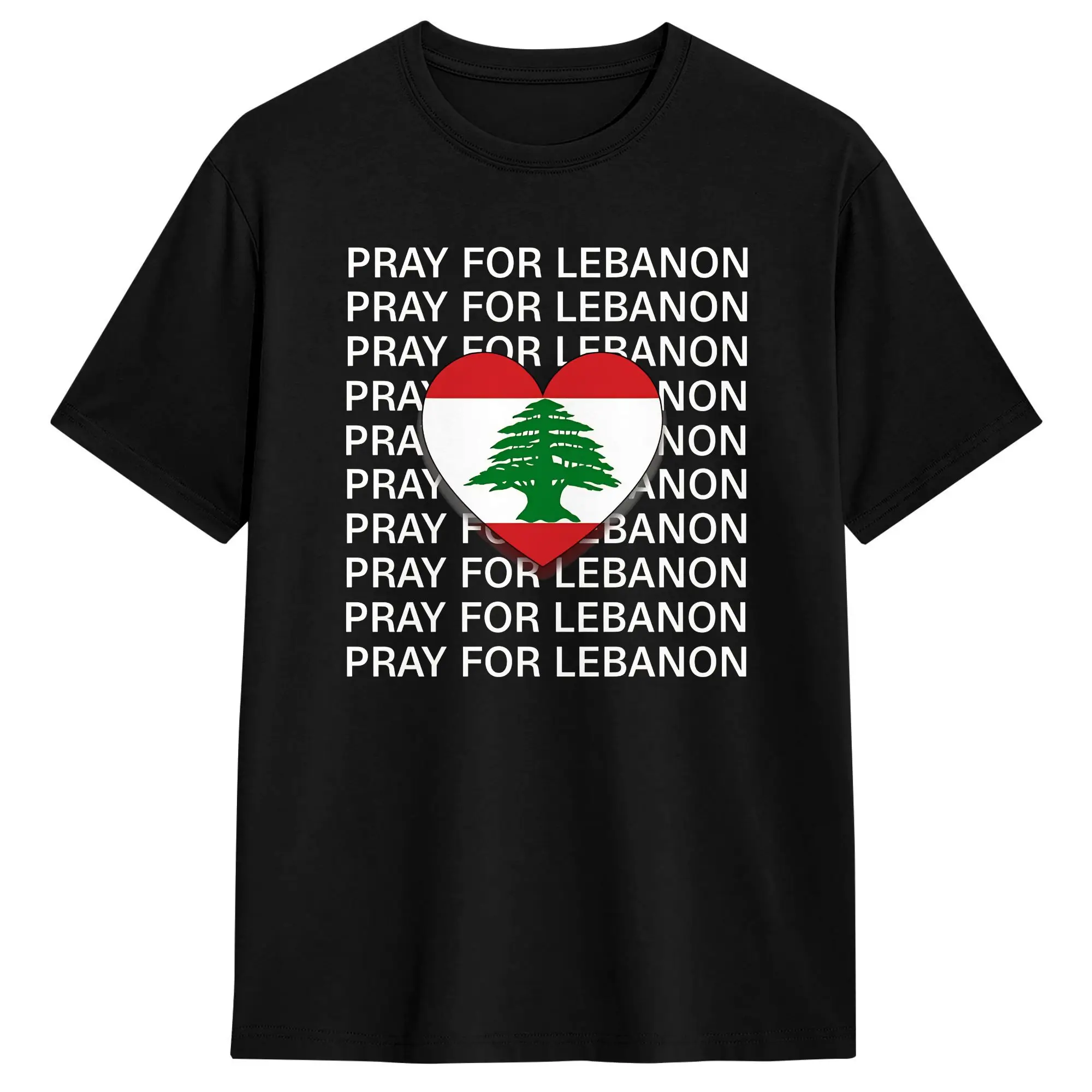 Men's Pray for lebanon T Shirts  Cotton Top Tees Beach Vintage Short Sleeves T-Shirt O Neck Fashion Pattern Tshirt