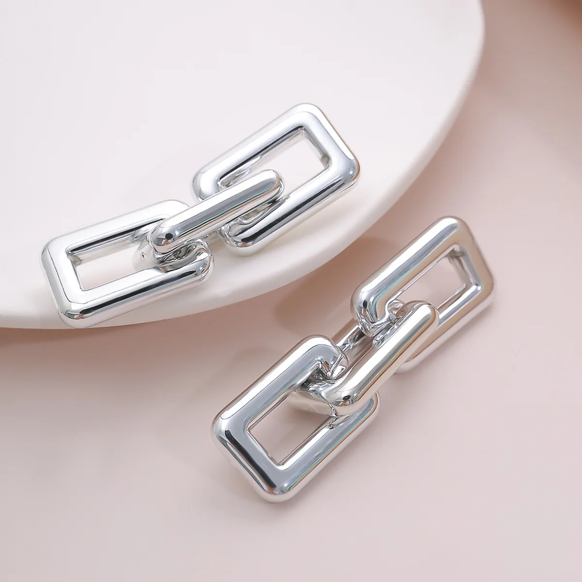 Exaggerated Geometric Chunky Chain Drop Earrings For Women Girls European American Personality Punk Jewelry Fashion Accessories