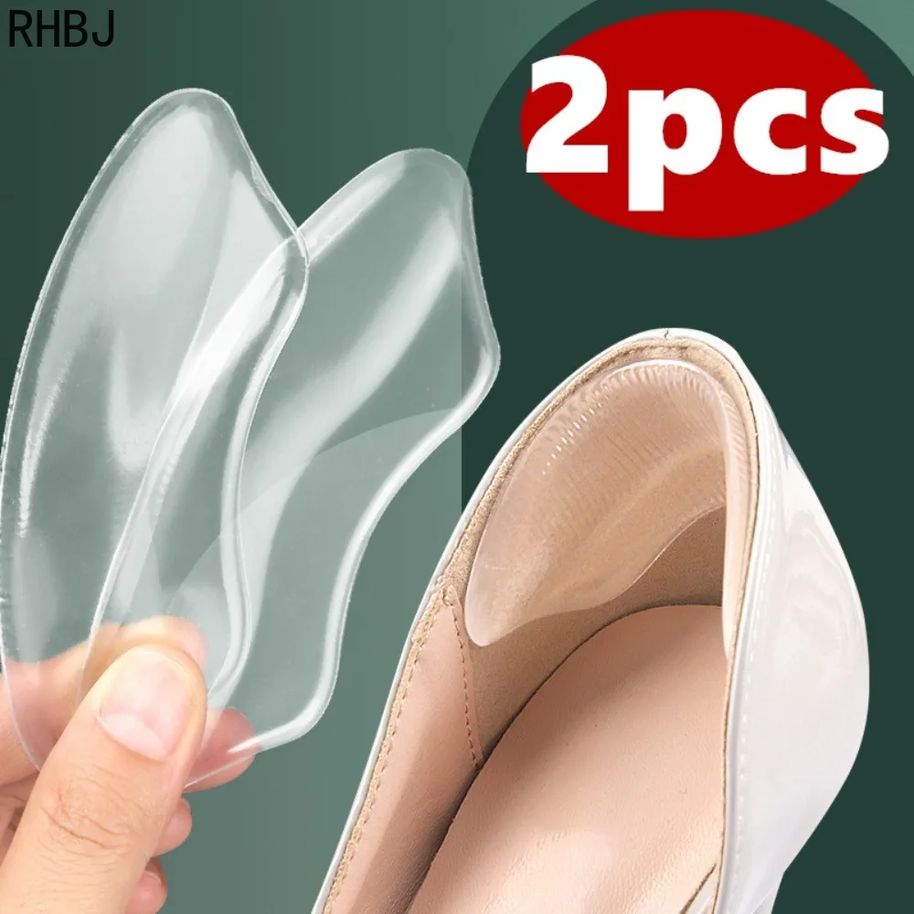 Protecteur de coussin de talon en Gel de Silicone, 2 pièces, soins des pieds, coussinet d'insertion de chaussures, accessoires de chaussures, semelle intérieure confortable et douce antidérapante