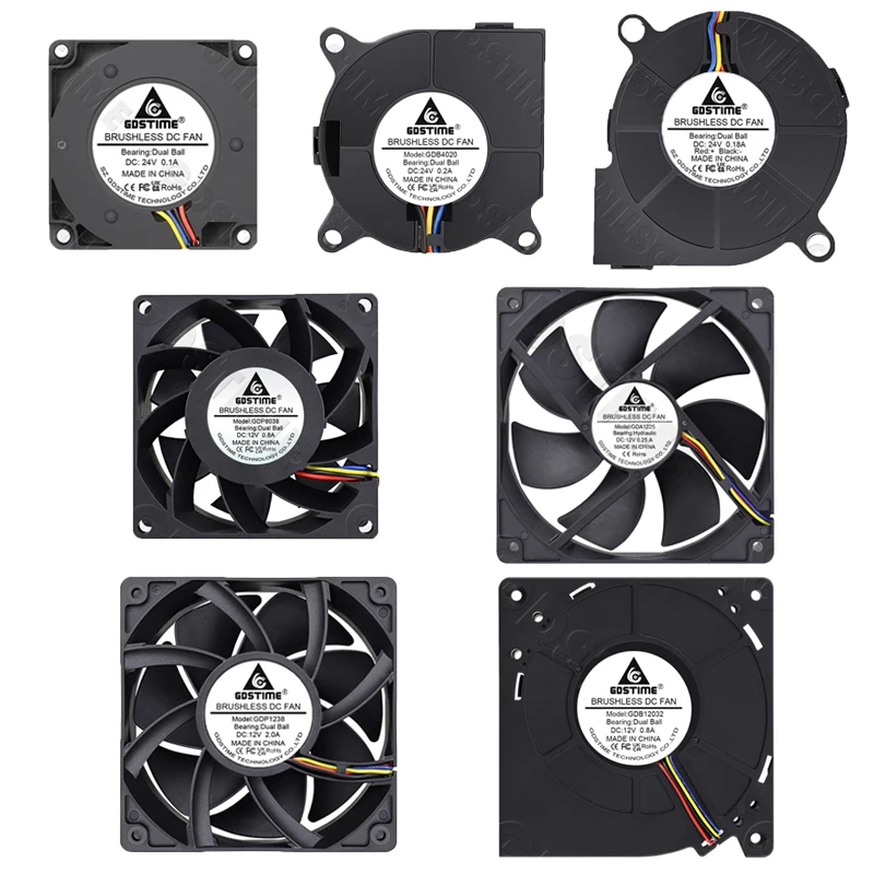 Gdstime PWM Fan FG 4PIN 120mm Ball Cooler For PC Case Fan 12V 24V Mini Fan 40MM 3D Printer Radial Cooling Fan 5015 Turbo Blower image 3