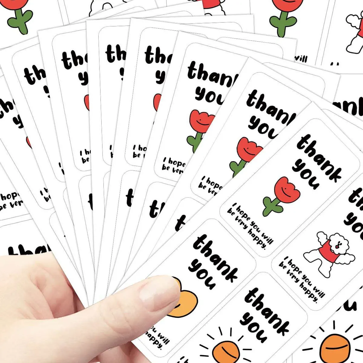 100pcs/25sheets Cute Rectangular Sticker Gift Box Decor Open Me Stickers Thank Stickers for Small Packaging 3 * 6CM