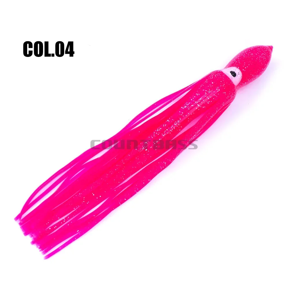 Countbass 2PCS 28cm Trolling Squid Skirts, Soft Octopus Lures, Hoochie Fishing Baits, Marlin Wahoo Tuna Tail, Tackle Craft