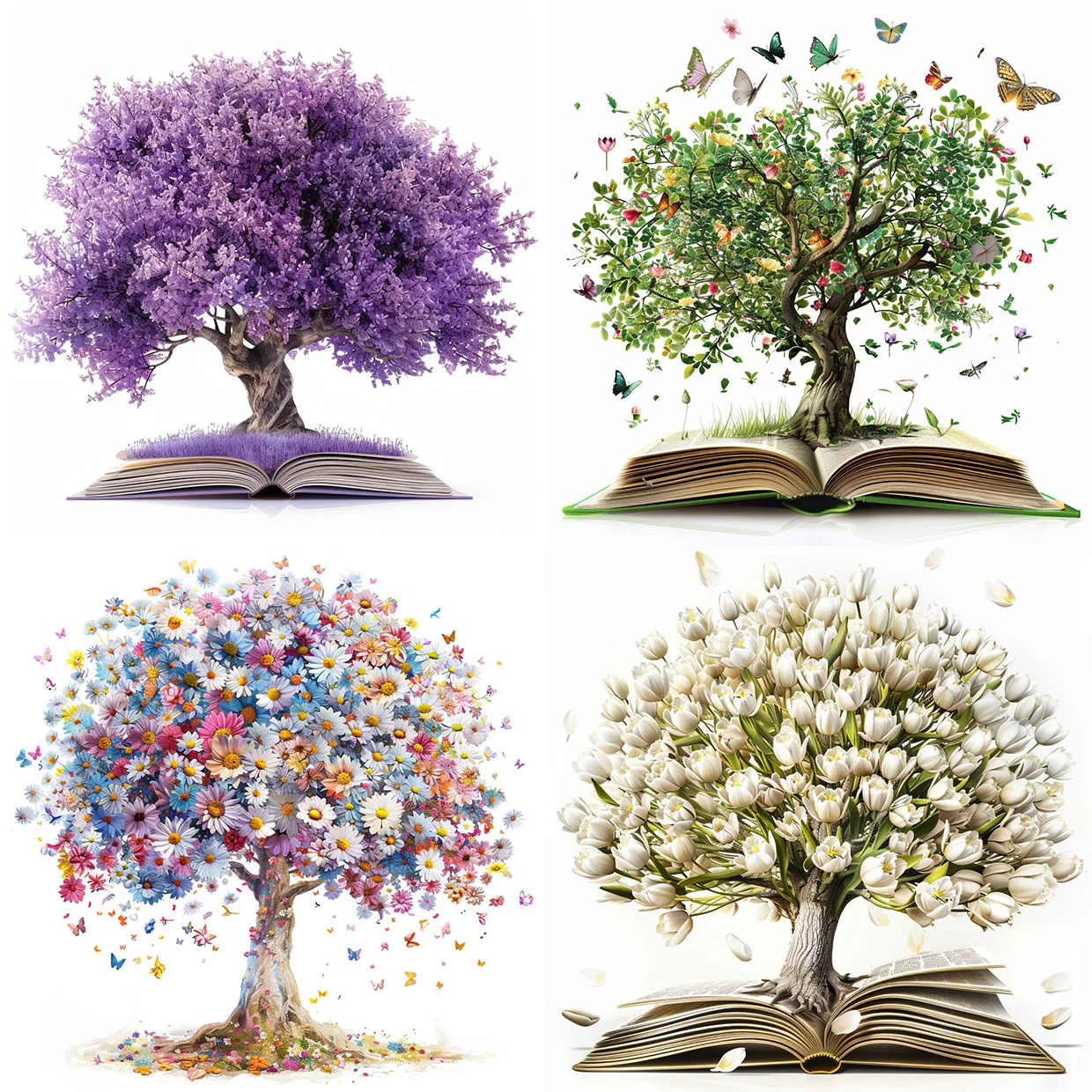 20pcs Tree of Life Flower Book Stickers Pack Varied for Kids Crafts Scrapbooking Luggage Laptop Car Aesthetic Decoration Decals