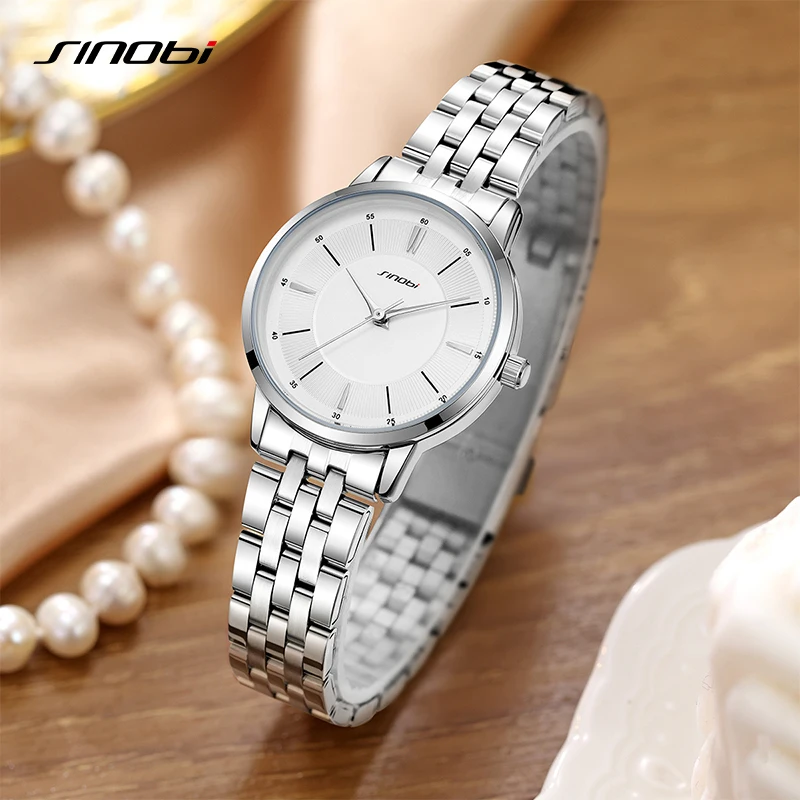 SINOBI Elegant Ladies Watches Fashion Design Women's Quartz Wristwatches Best Casual Clock Business for Female 3 Bar Waterproof