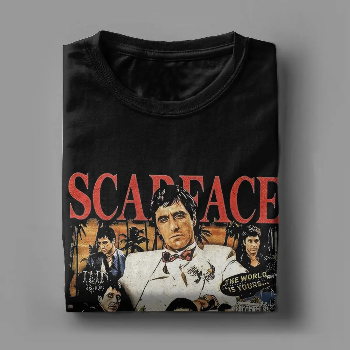 Scarface Tony Montana 90s T Shirt Men\'s Cotton Casual T-Shirt Round Collar Tees Short Sleeve Tops Printed