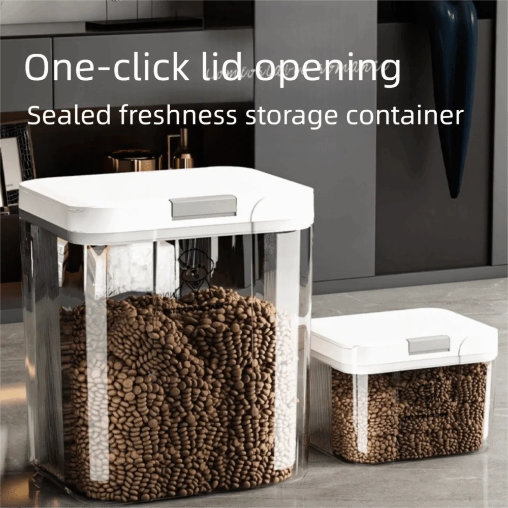 Moisture-Proof Pet Food Storage Container Transparent Large Capacity Dog Food Sealed Barrel Insect Proof Flip Cover