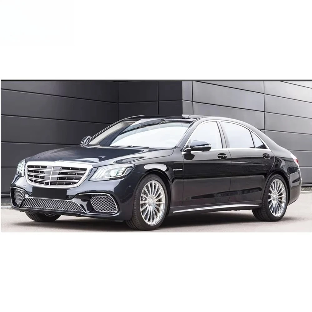 S Class W222 Old to New S65 TI Style Body Kit With Lights 2014~2020Y Front Bumper Rear Bumper Rear Diffuser Exhaust Tips Grille