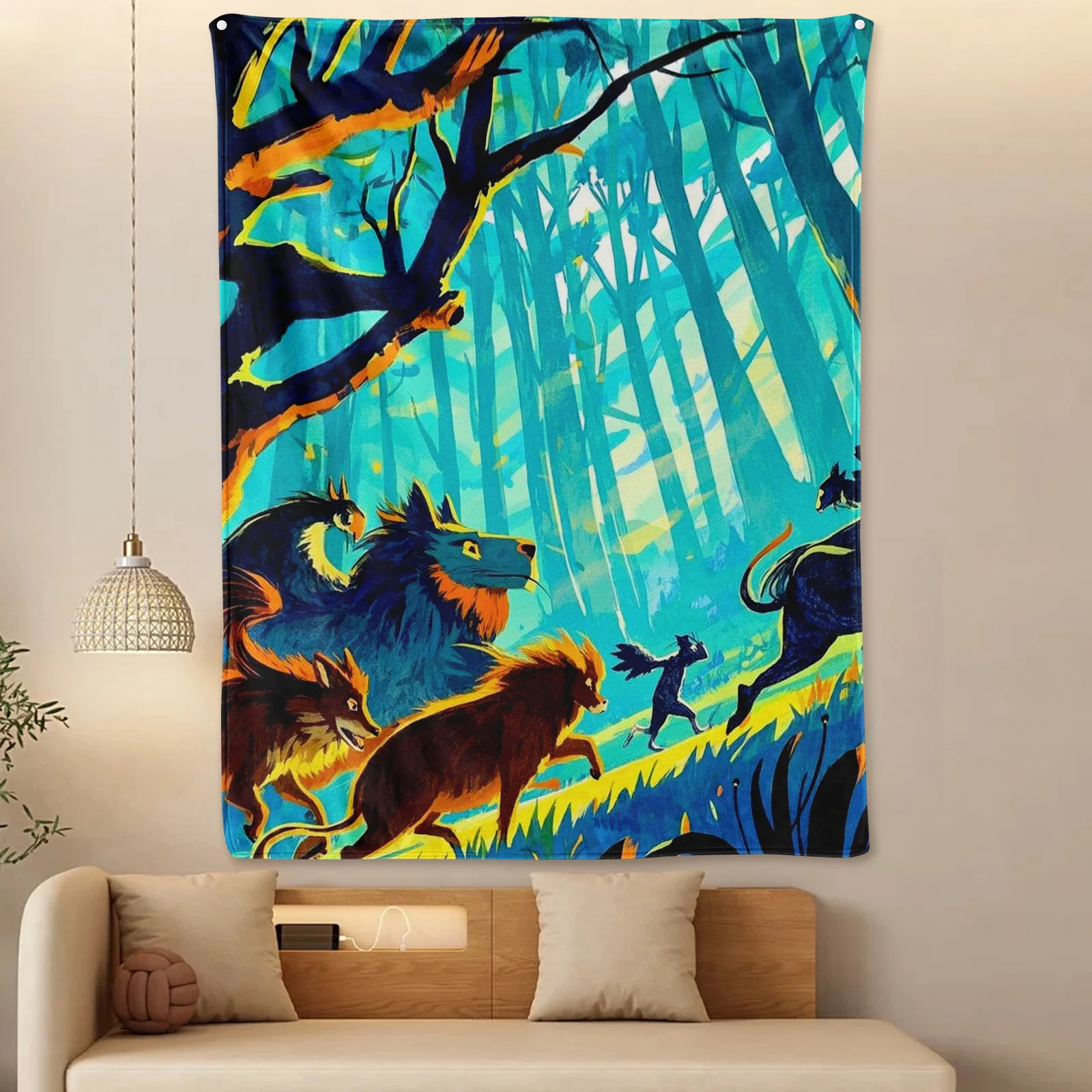 Wild Beast Sunset Forest Animal Print Cozy Blanket For Home Decor And Outdoor Camping Warm And Durable Design