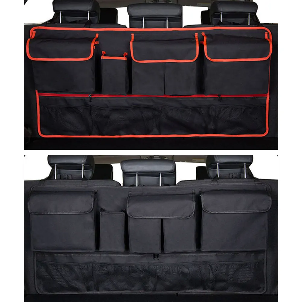 Car Trunk Organizer 9 Pockets Large Capacity Storage Bag Case Backseat Oxford Cloth Backseat Stowing And Tidying Bag Black Red