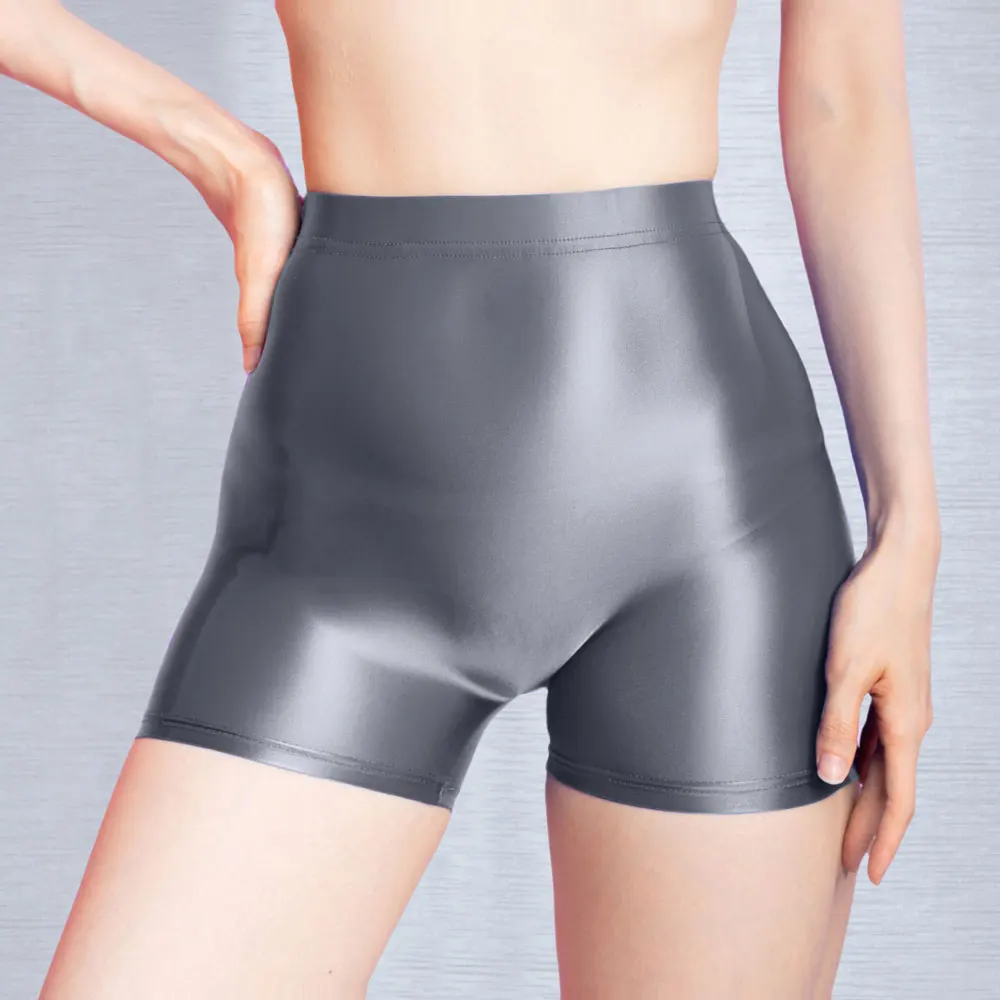 Thin Sheer Women\'s Boy Shorts High Elastic Wrap Hip Shaper Wear Satin Shiny Panties Breathable Front Crotch Seamless Safe Pants