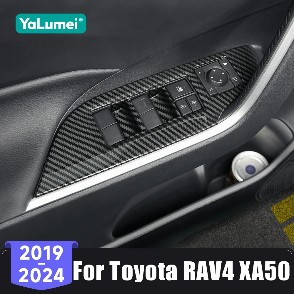 Für Toyota RAV4 XA50 RAV4 Hybrid 2019 2020 2021 2022 2023 2024 ABS Auto Tür Fenster Glas Lift taste Abdeckung Aufkleber Zubehör