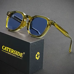 Caterside retro punk masculino óculos de sol pequeno quadro quadrado design personalizado óculos de sol feminino viagem festa negócios festival presente