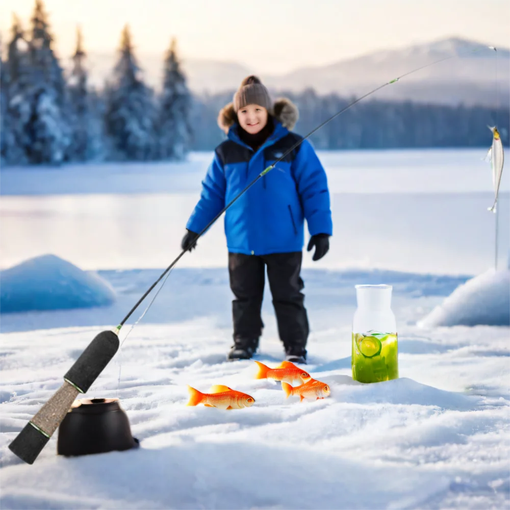خفيفة تصميم الشتاء الجليد الصيد رود الغزل نوع 2 قسم خفيفة قصبة صيد خشبية 58 سنتيمتر طول الغزل قضيب الجليد الصيد #1