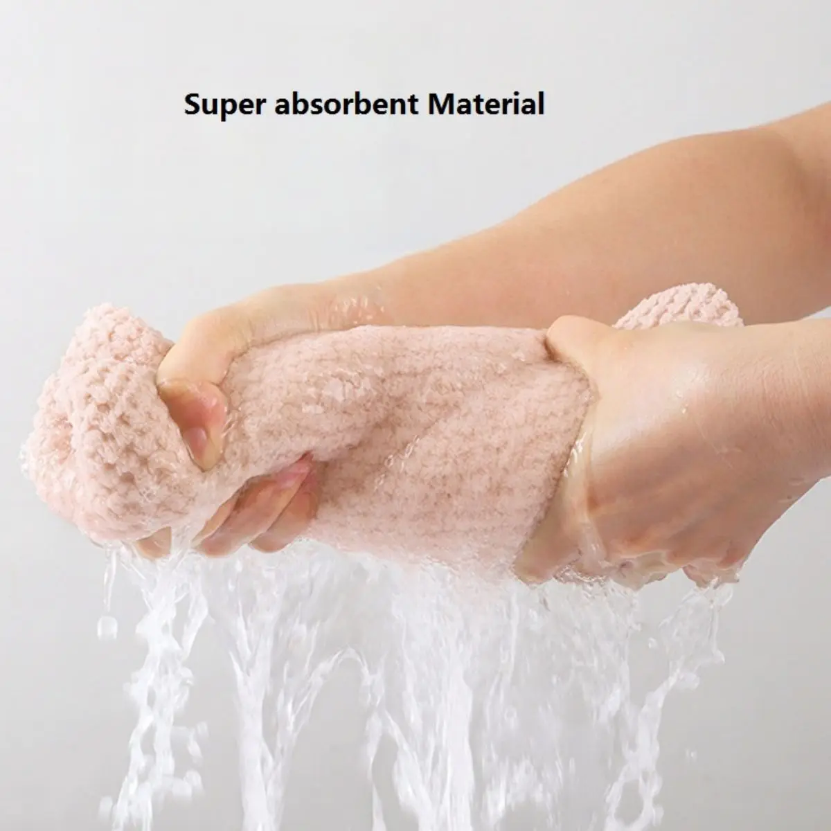 Textured hair drying cap with snap button, absorbent hair towel wrap, designed for women.