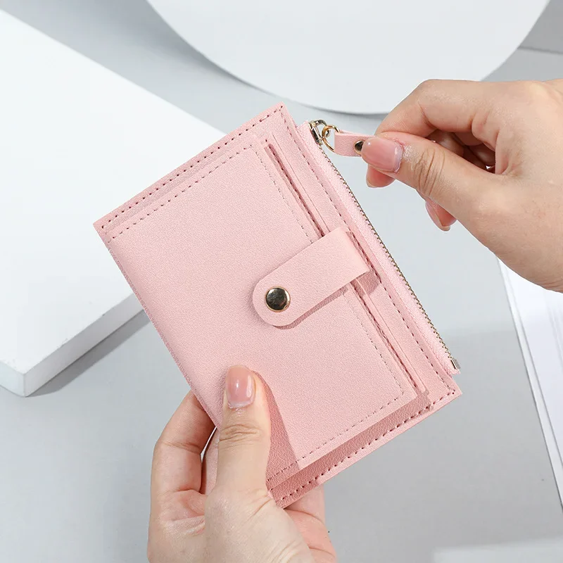 Short women's small wallet Driver's license wallet Korean coin purse women's mini button bag