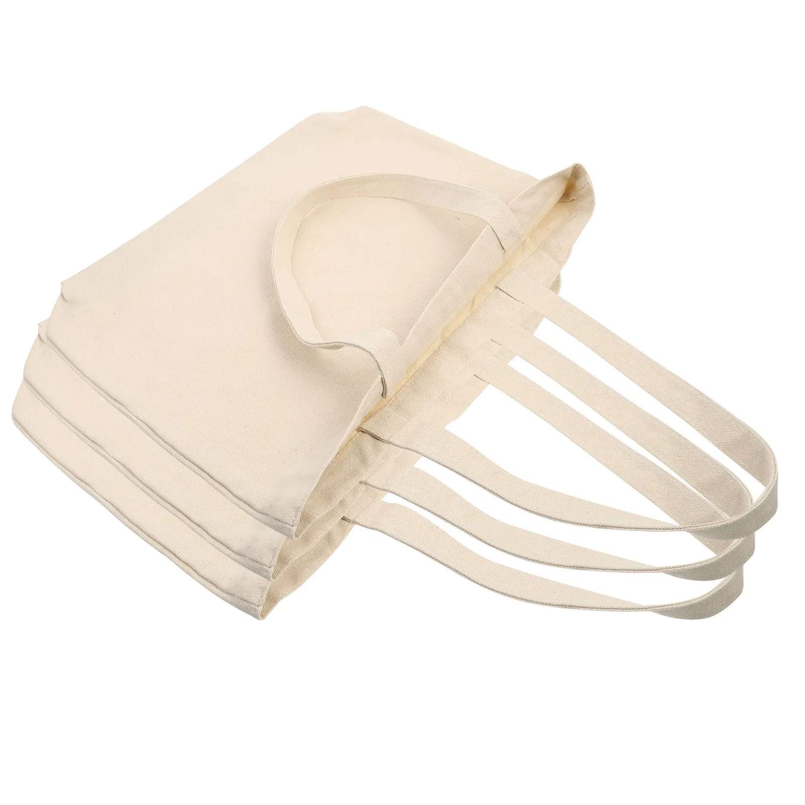 

3 Pcs Canvas Tote Bags Grocery Shopping Foldable Reusable Blank Storage Bag White Large Capacity