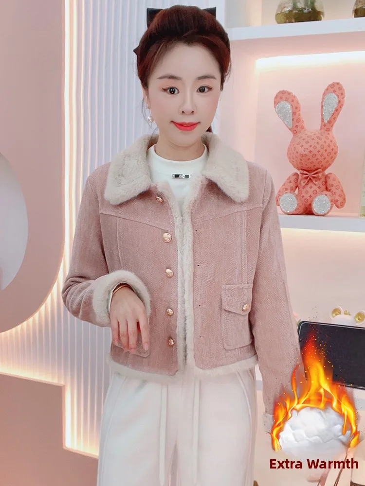 

Женский открытый пуховый кардиган на подкладке, хлопковый жакет, зимний теплый, свободный крой, простой модный, маленький, Fraance Sle