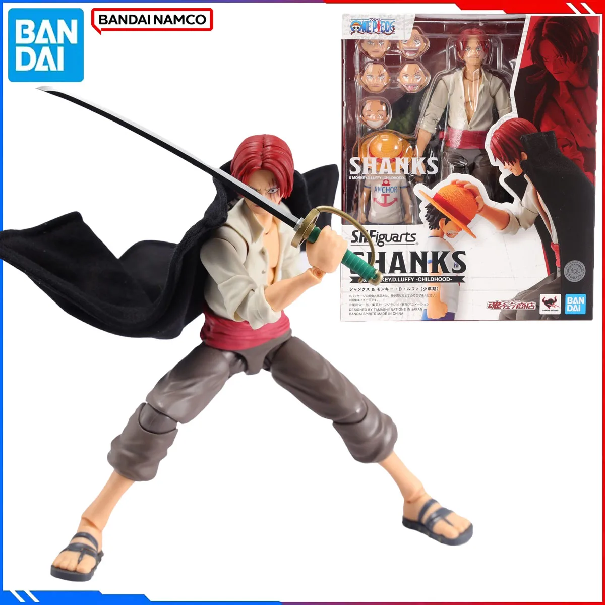 

Genuine Bandai Original One Piece Figure Model Kits SHF Anime Shanks & Monkey D Luffy Childhood Action Model Toys Christmas Gift