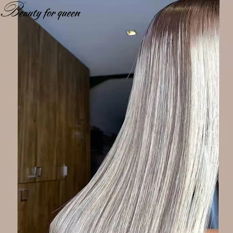 Silver Brown 13x4 Transparent Lace Front Wig 100%Human Hair Quality 180%Density Having A Wig Gives You The Courage To Start Over