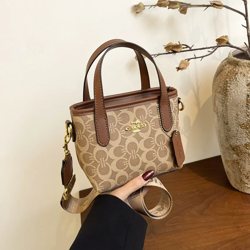 26 New Vintage Circular Print Mini Tote Bag, Elegant Women Top Handle Crossbody Handbag For Daily Commute Spring Summer Occasion