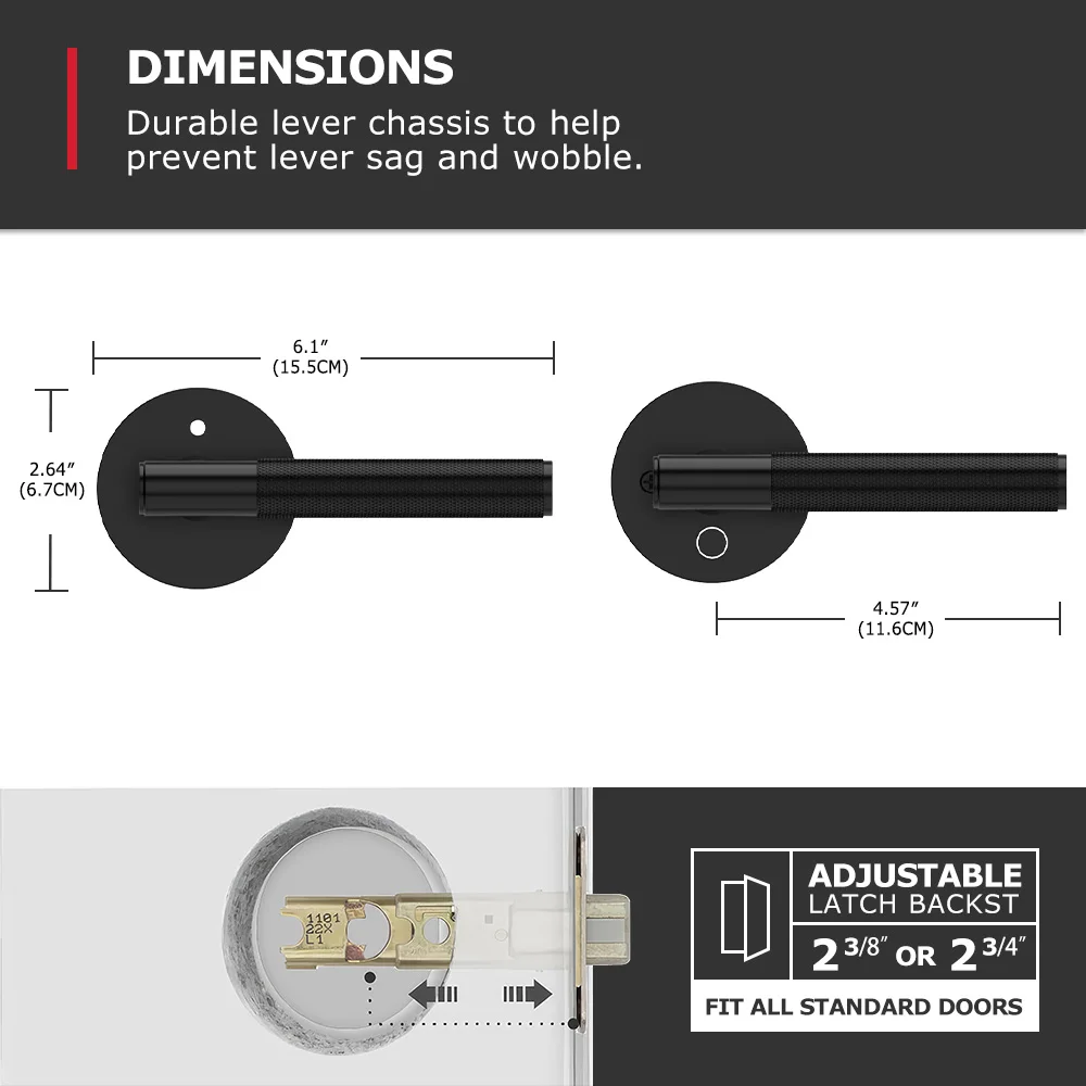 Viladepot الخصوصية مقبض الباب الخلفي مخرش مقبض رافعة قاعدة مستديرة غرفة نوم قفل باب الحمام عكسها #5