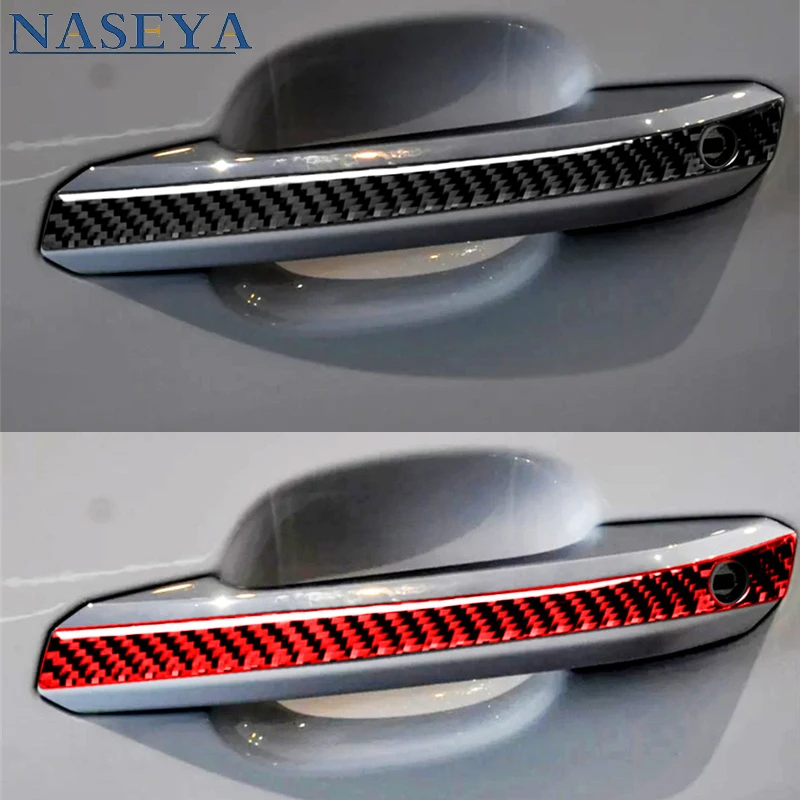 

4Pcs/set Door Handle Stickers Trim Strip For Audi A4 B9 RS4 S4 2017 2018 2019 Car Carbon Fiber Interior Decorative Accessories