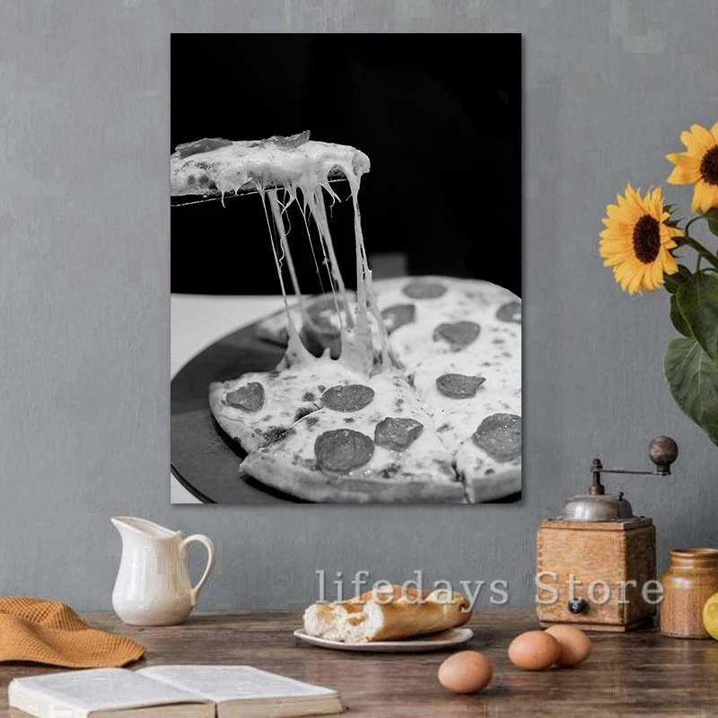 黒と白のキャンバス絵画,食べ物,飲み物,麺,コーヒー,パン, - Kitchen Bakery のレビューと価格