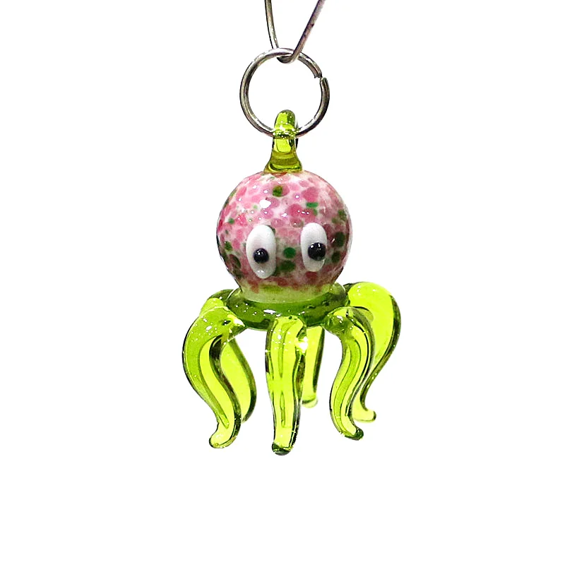 Colorful Cute Glass Octopus Charm Mini Sea Animal Pendant for Aquarium Decor Supplies or Diy Jewelry Necklace Making Accessories