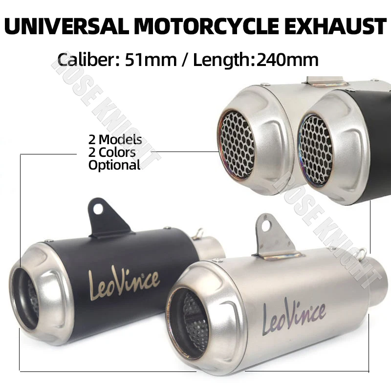 

51MM Universal Slip On Leovince Motorcycle Exhaust Muffler Silencer Escape For R1 R3 R6 NINJIA400 Z400 Z900 GSX250 CBR650 Etc