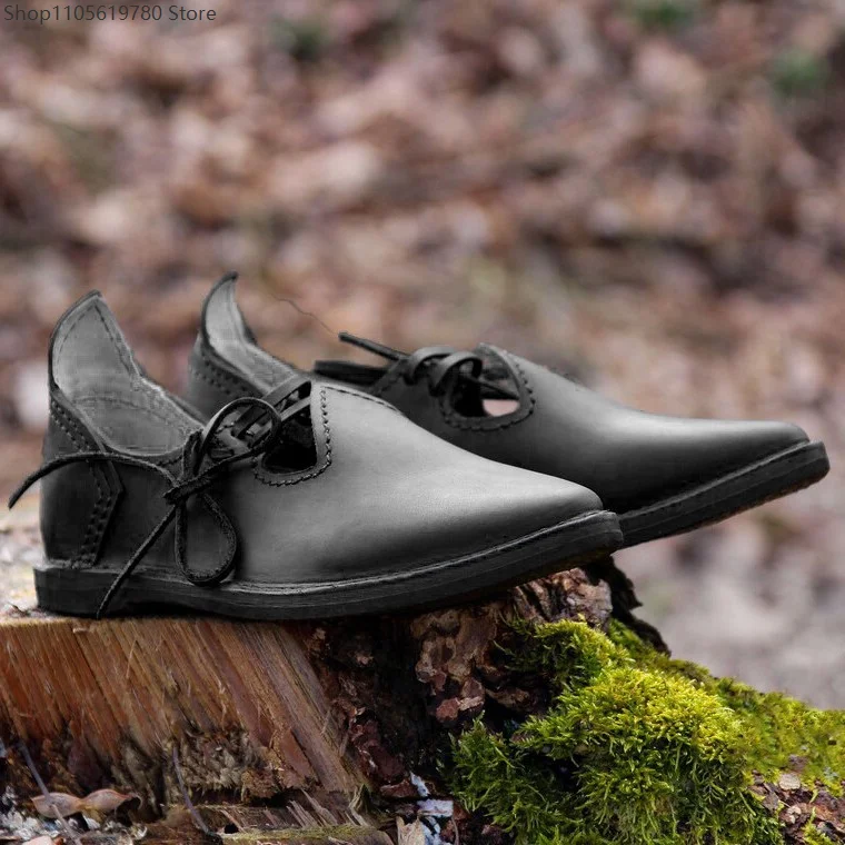 

Men 2026 New European Retro Medieval Renaissance Viking Wilderness Cosplay Shoes For Adult Halloween Masquerade Party Costume