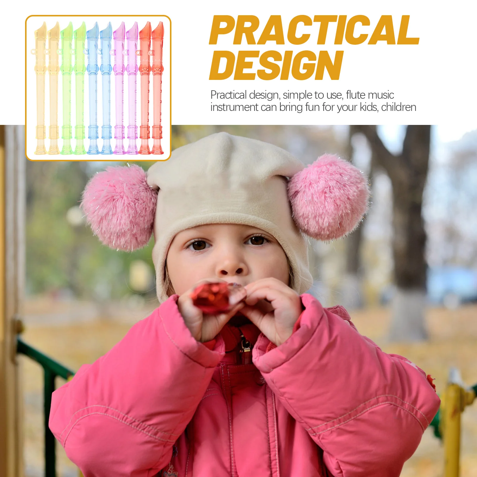10 mini-flûtes pour enfants, 6 trous, en plastique, instrument de musique pour enfants, intérêt musical, coordination œil-main, design aux couleurs vives