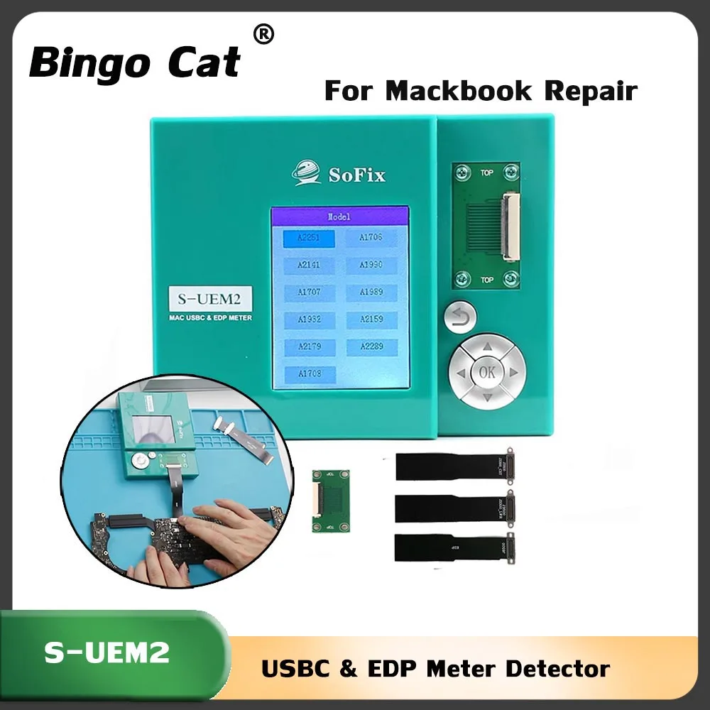 

S-UEM2 For Mac USBC & EDP Meter Detector For MacBook Logic Board Motherboard Screen EDP Connector Test Box Repair Tool