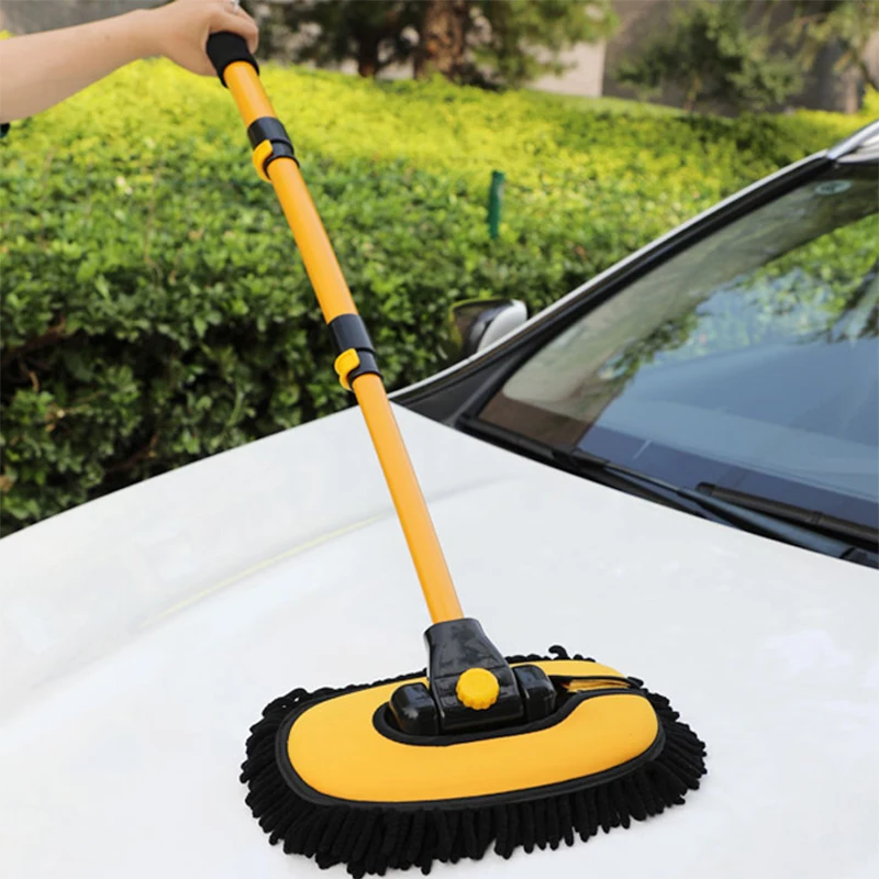 

2023 New 15 Degree Bend Car Cleaning Brush Car Wash Brush Telescoping Long Handle Cleaning Mop Chenille Broom Auto Accessories