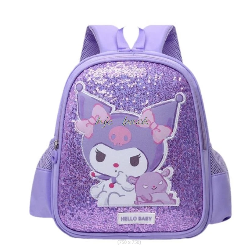 Linda Kuromi Melody Cartoon Impresso Lantejoula Saco De Escola Para Crianças, Mochila De Estudante, Sacos De Jardim De Infância, Melhor Presente, Moda