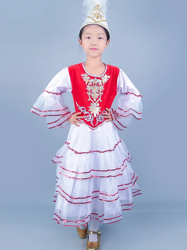 Xinjiang Ethnic Customs Children's Kazakh Costume Performance Two Piece Set