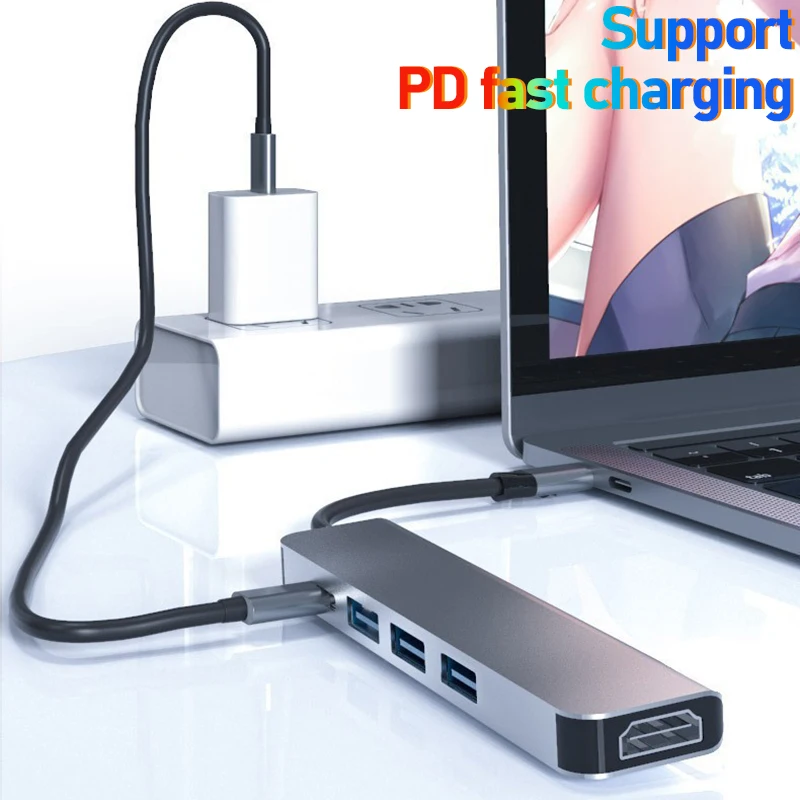 Multi-USB Type-C HUB thunderbolt dock station HD untuk laptop Dell Lenovo HP Hua Xiaomi MacBook Macmini Mac aksesoris satechi